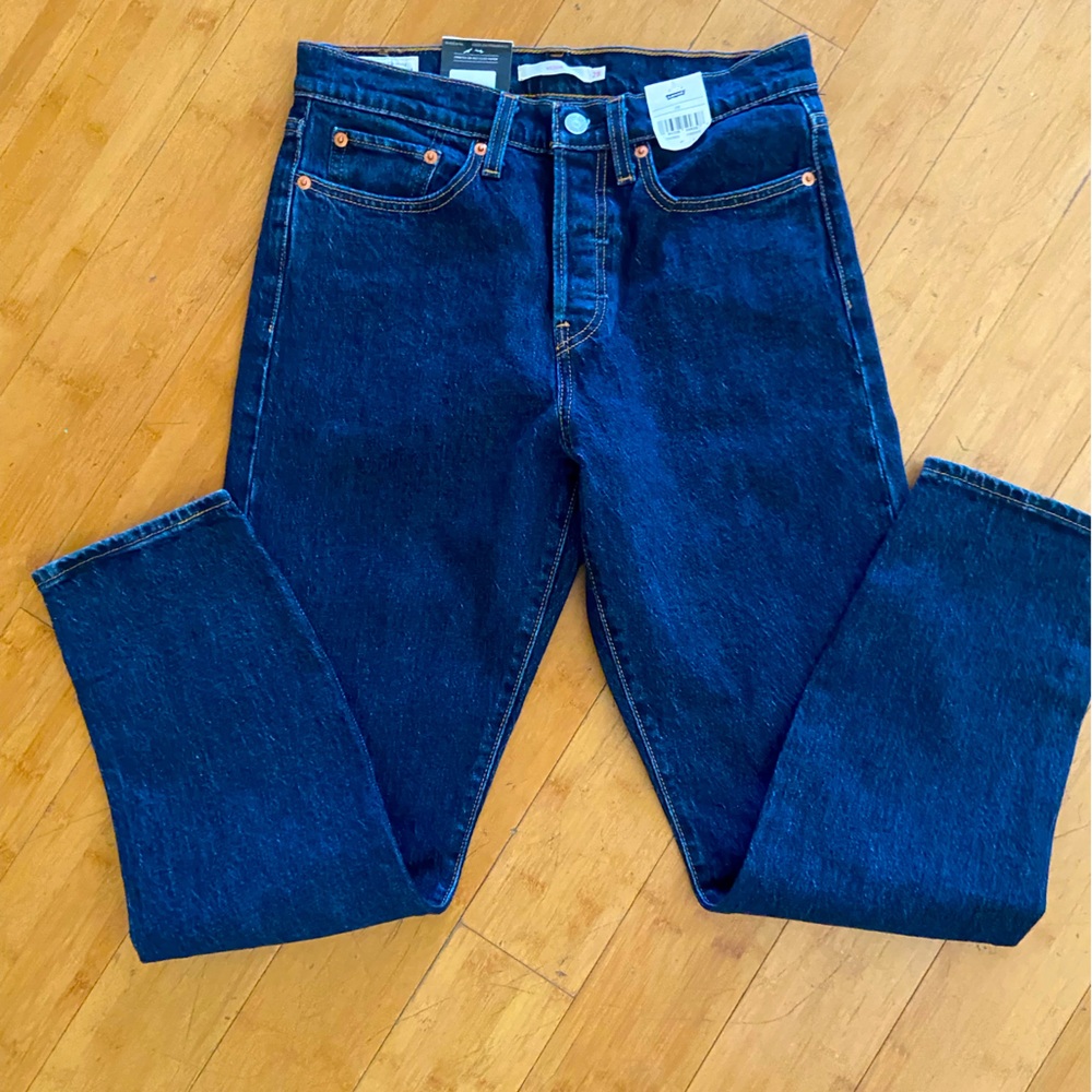 Levis Women’s Wedgie High Rise Dark Wash Button Fly Denim Blue Jeans Size 28 NWT